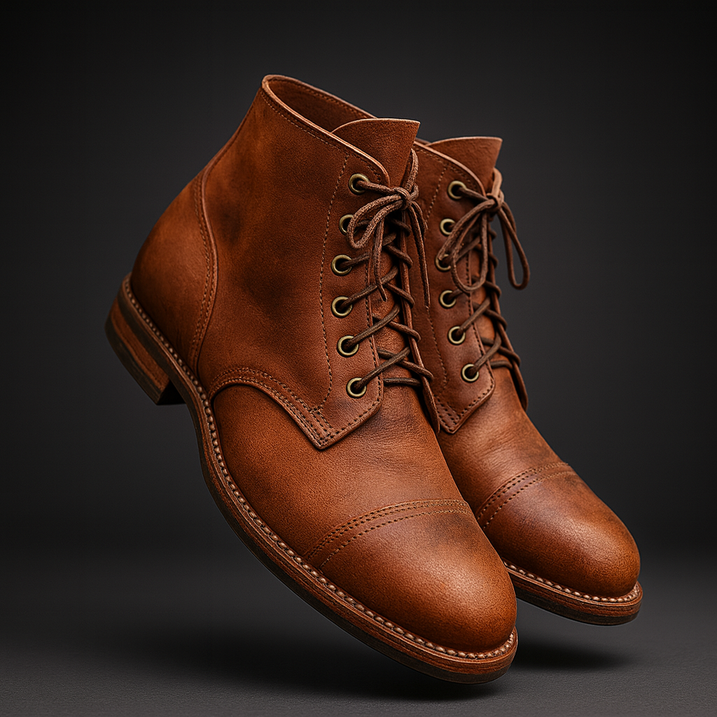 Men’s Leather Boots Vintage Ankle Lace-Up Boots