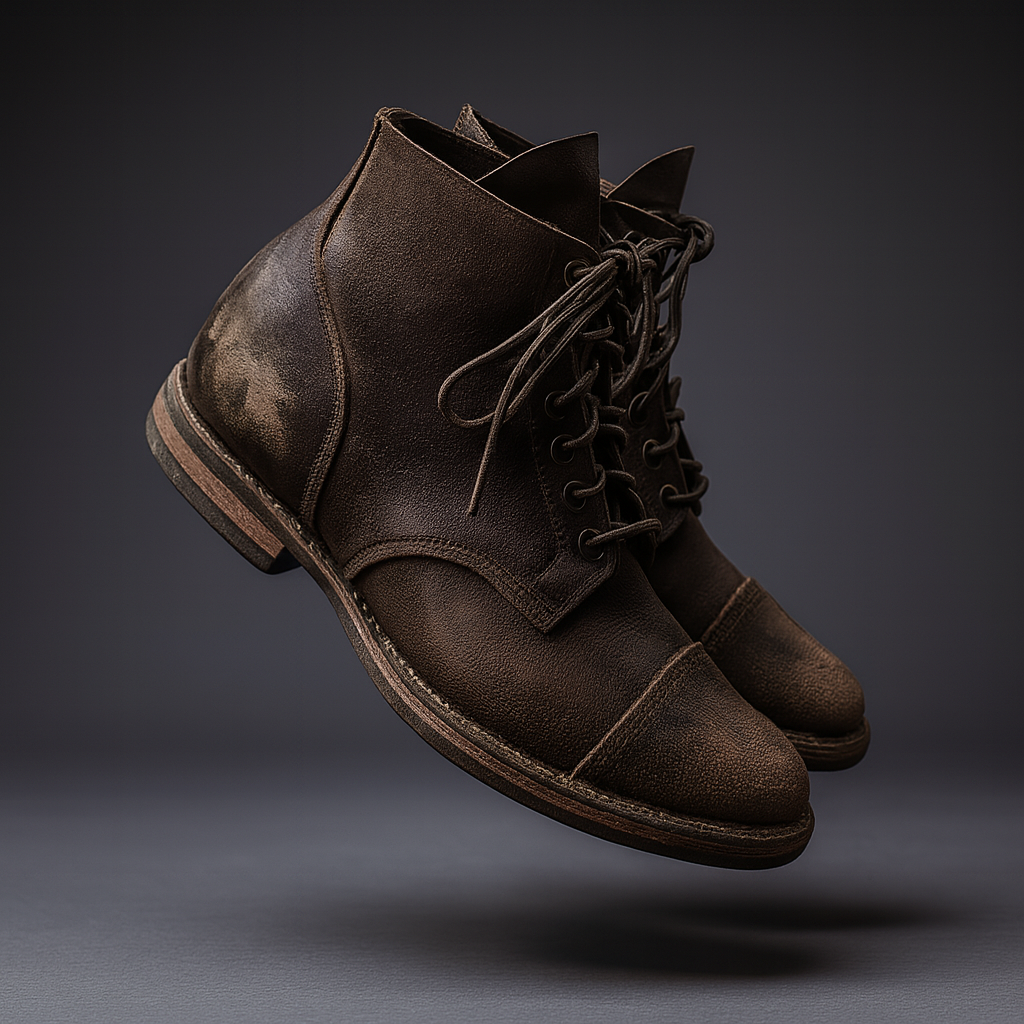 Men’s Leather Boots Vintage Ankle Lace-Up Boots