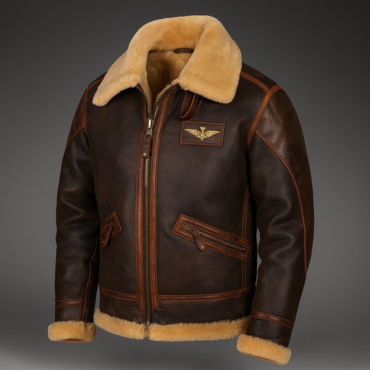 Herren Vintage Winter Lederjacke Lammfell Fell Komfort