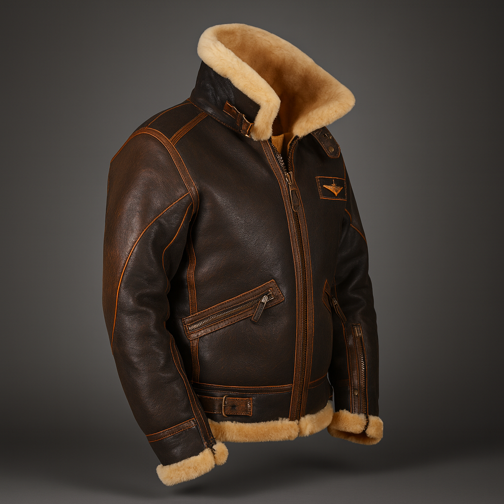 Herren Vintage Winter Lederjacke Lammfell Fell Komfort