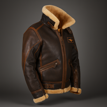 Herren Vintage Winter Lederjacke Lammfell Fell Komfort