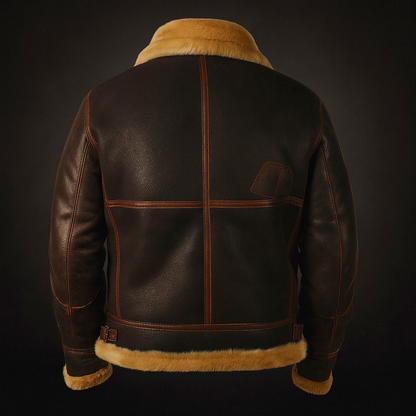 Herren Vintage Winter Lederjacke Lammfell Fell Komfort