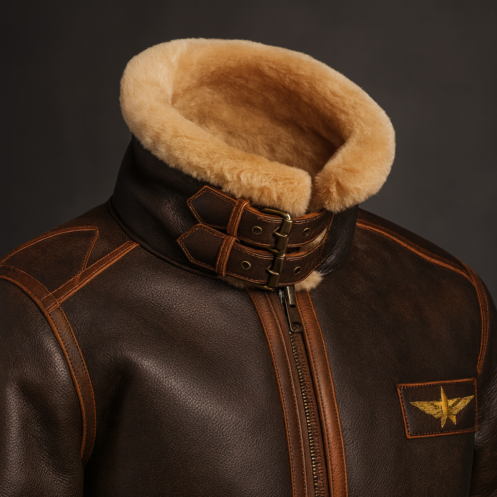 Herren Vintage Winter Lederjacke Lammfell Fell Komfort