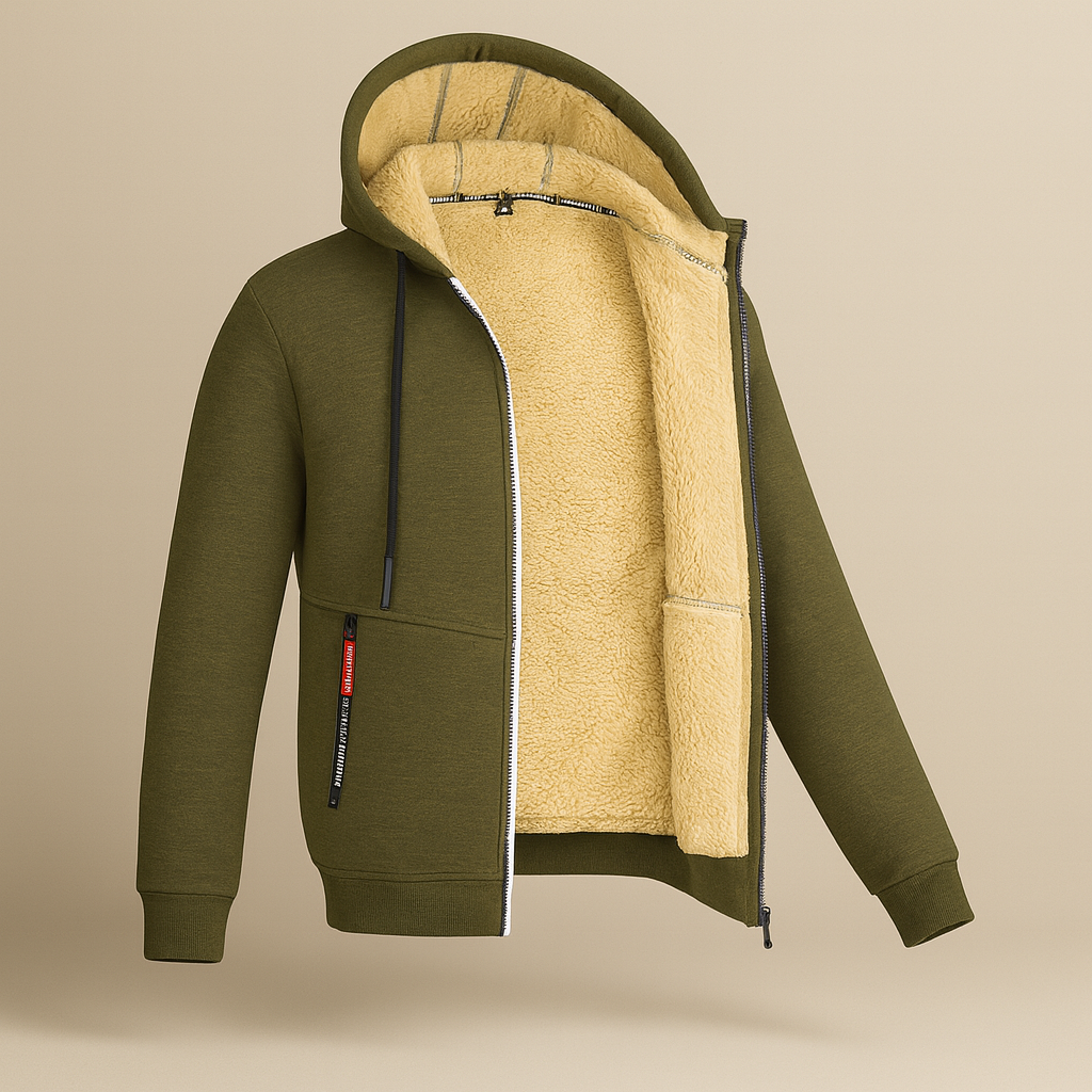 Herren Winter Fleece Jacke Sweat Hoodie Warme Futterung