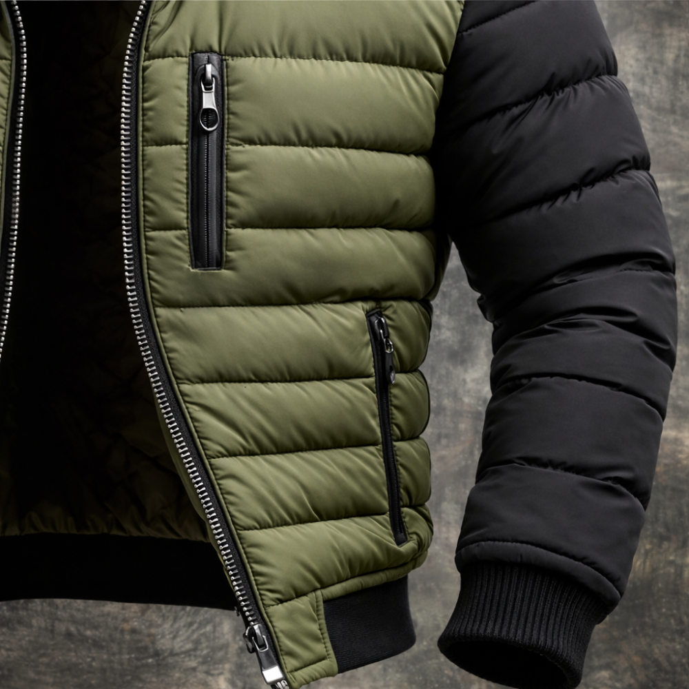 Men's Winter Transitional Quilted Jacket Long Warm Functional