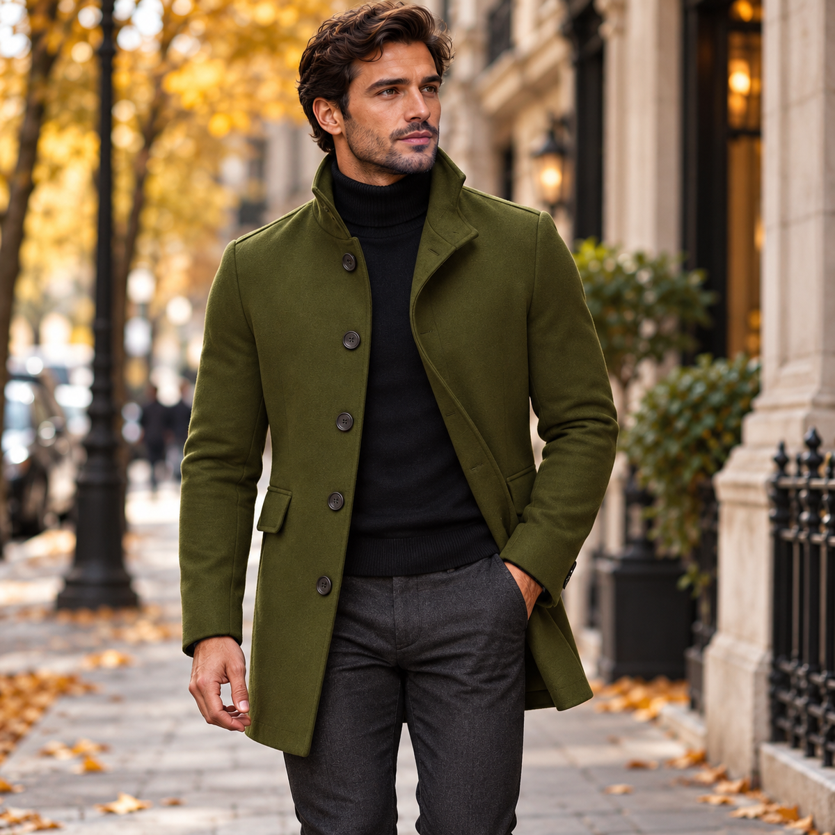 Herrenjacke Slim Fit Jacke Mit Aufstehendem Kragen