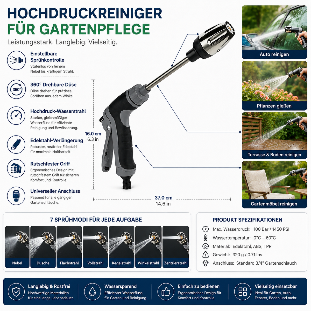 Hochdruckreiniger Für Gartenpflege Wasserpistole Gießen