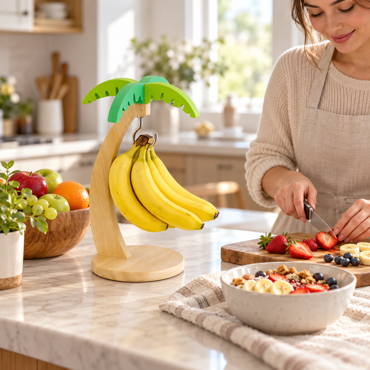 Holz Bananenhalter Für Küche Tropisches Design