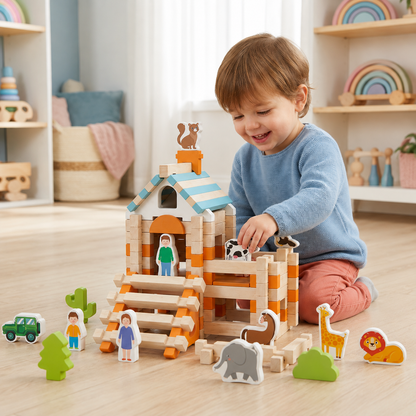 Holzbausteine Für Kinder Pädagogisches Lernspielzeug Zum Stapeln