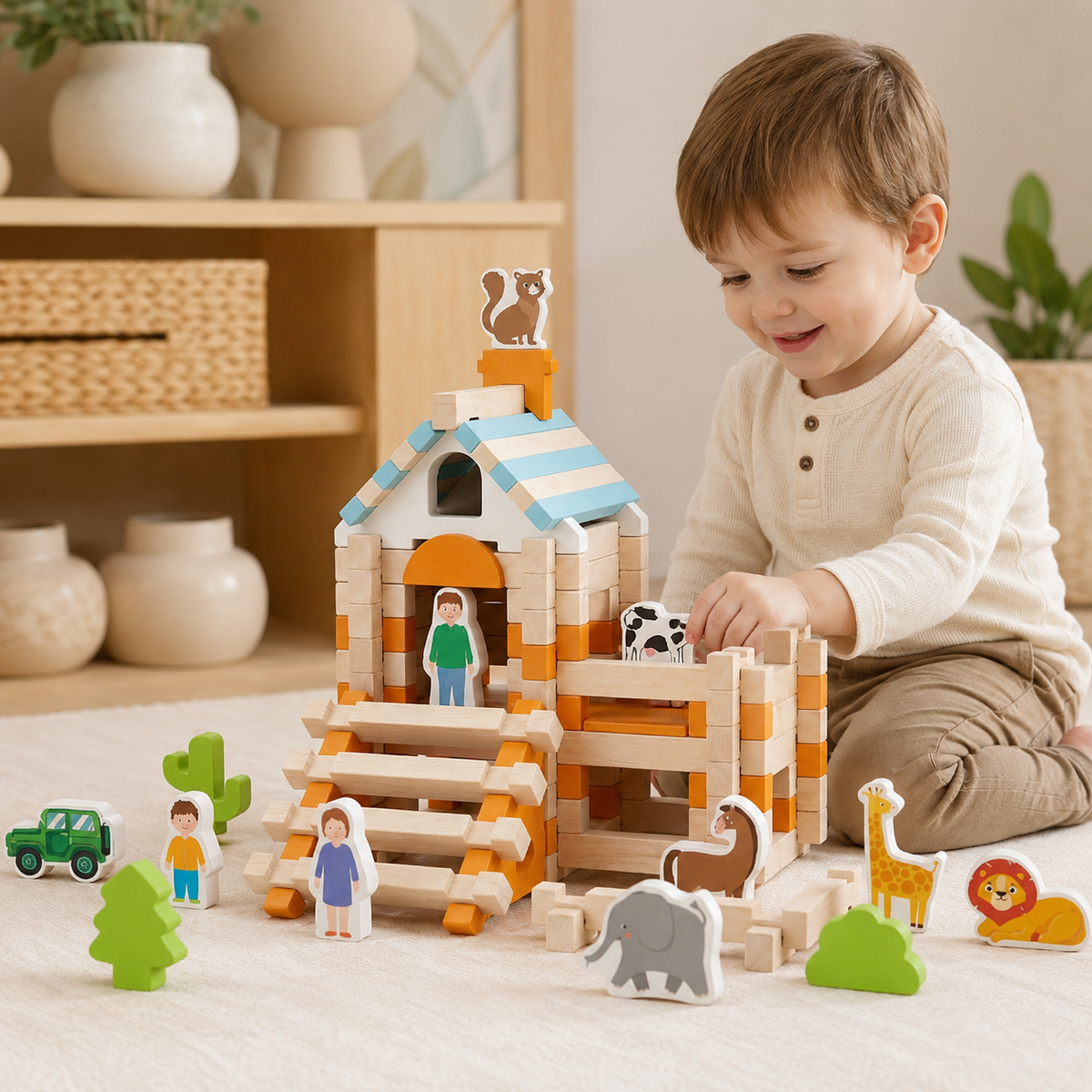 Holzbausteine Für Kinder Pädagogisches Lernspielzeug Zum Stapeln