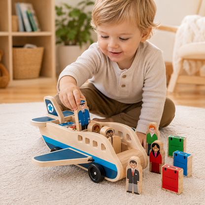 Holzflugzeug Spielzeug Für Kleinkinder Montessori Figuren