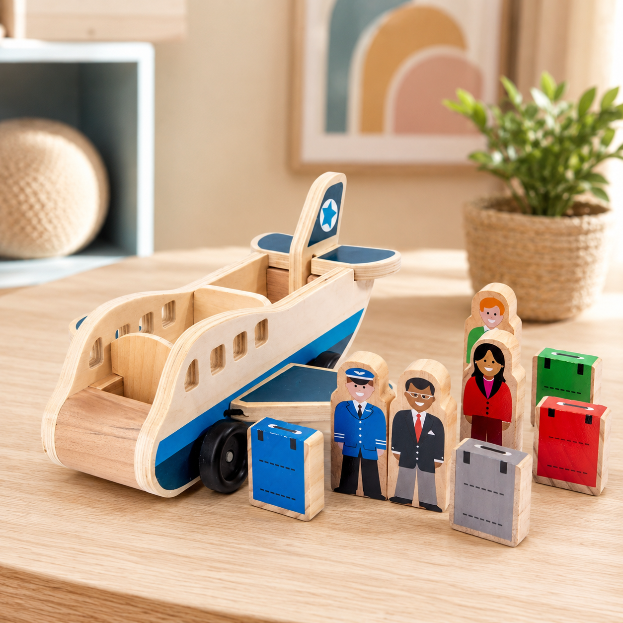 Holzflugzeug Spielzeug Für Kleinkinder Montessori Figuren