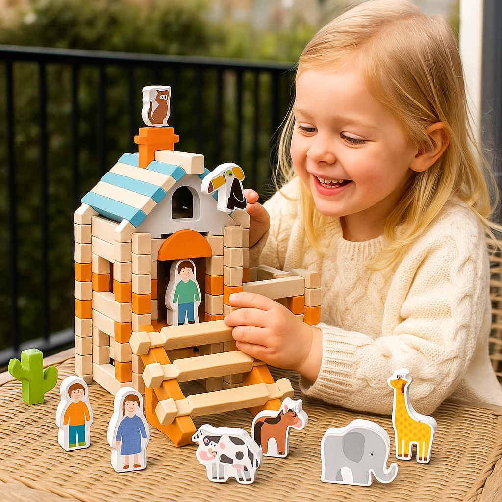 Wooden Toy Building Blocks Montessori Learning Toy Kids