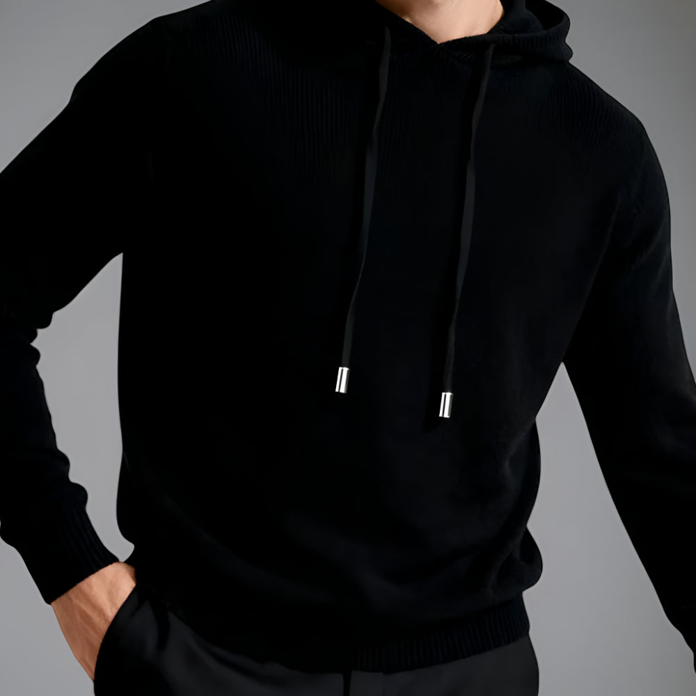 Herren Merino Wolle Strick Hoodie Pullover