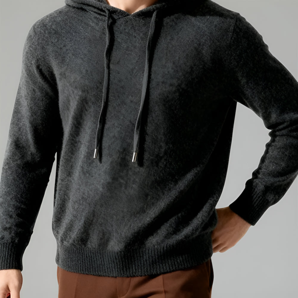 Herren Merino Wolle Strick Hoodie Pullover