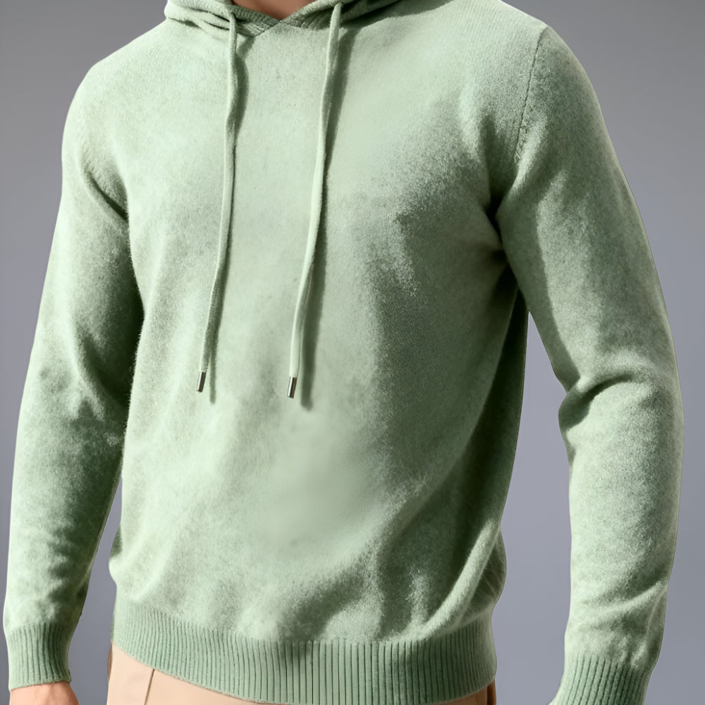 Herren Merino Wolle Strick Hoodie Pullover