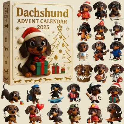 Hund Adventskalender 2025 mit 24 Dackelfiguren Weihnachtsfreude