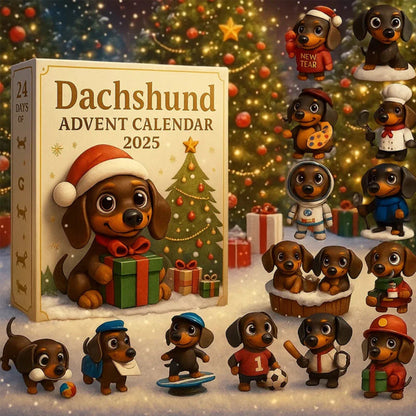 Hund Adventskalender 2025 mit 24 Dackelfiguren Weihnachtsfreude