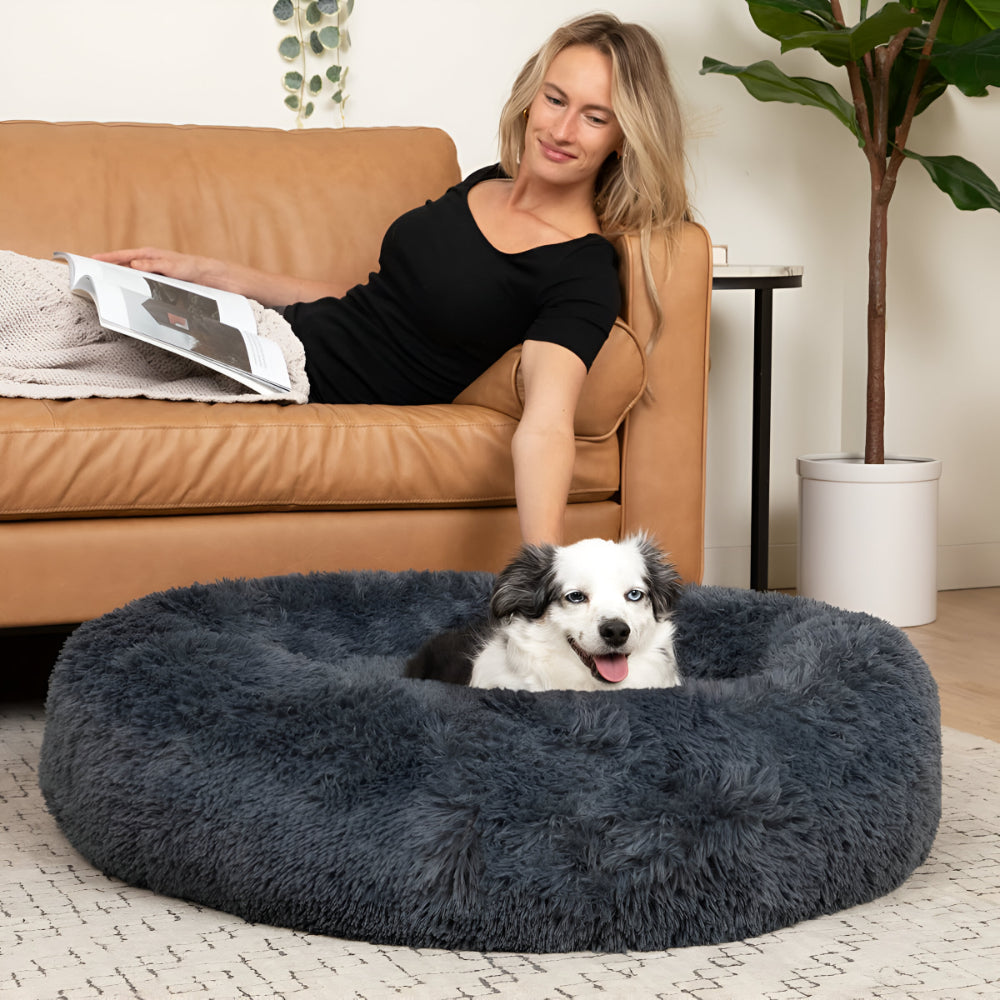 Hund Bett Rund Weich Waschbar Beruhigendes Kuschelbett