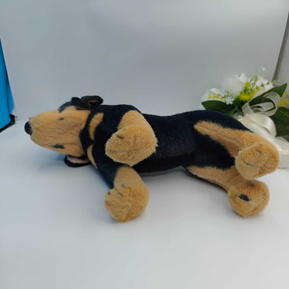 Hund Spielzeug Realistisch Plüsch Schwarz Braun Stofftier Geschenk