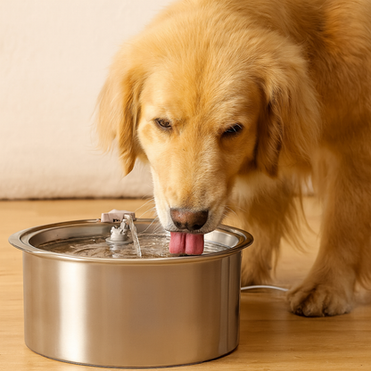Dog Drinking Fountain Stainless Steel Automatic Quiet Hygienic Bowl