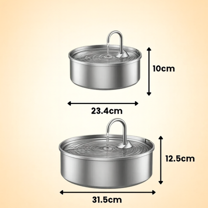 Dog Drinking Fountain Stainless Steel Automatic Quiet Hygienic Bowl