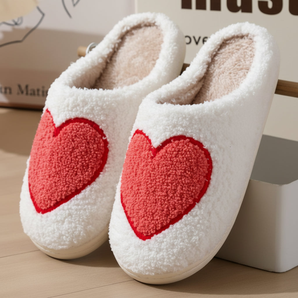 Fluffy Slippers Heart Mushroom Pattern Comfort Style Home