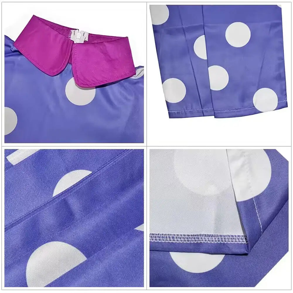 Vestido morado con lunares para disfraz infantil de carnaval y Halloween