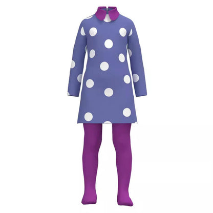 Vestido morado con lunares para disfraz infantil de carnaval y Halloween