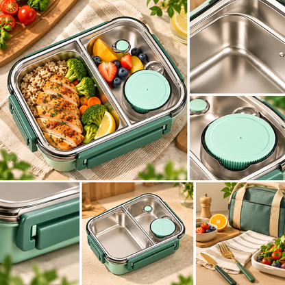 Isolierte Lunchbox Bento-Box Für Gesundes Essen Edelstahl