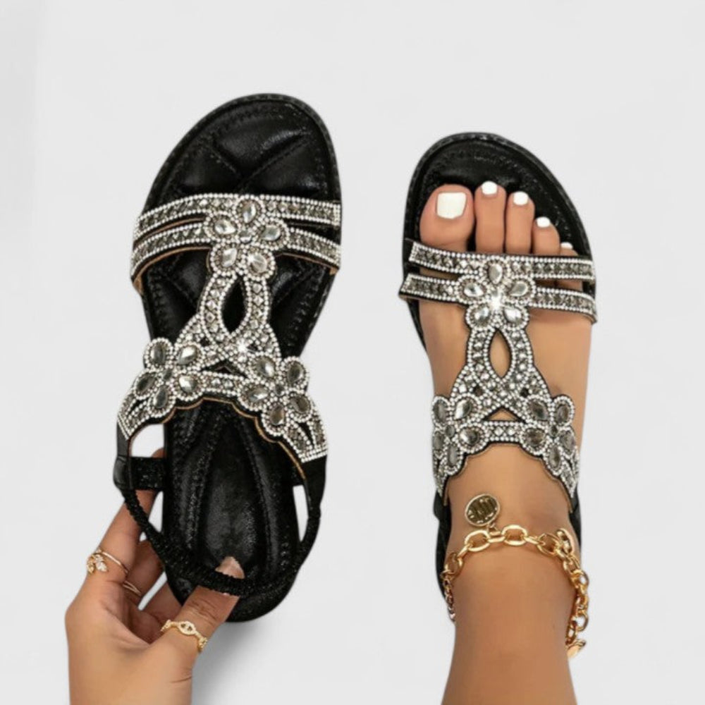 Womens Sandals Decorated Strap Flat Sole