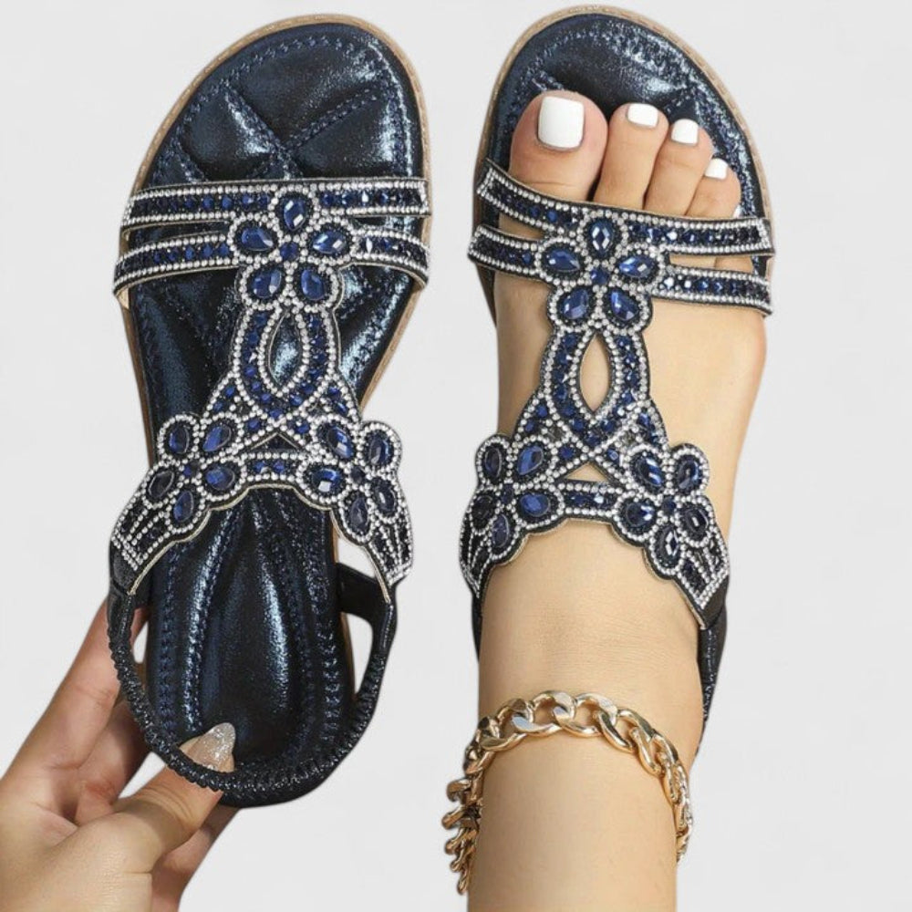 Womens Sandals Decorated Strap Flat Sole