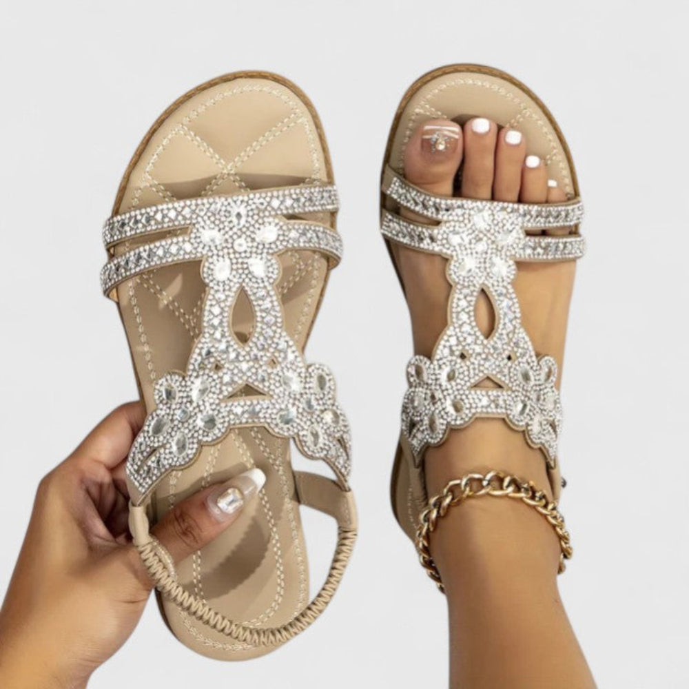 Womens Sandals Decorated Strap Flat Sole