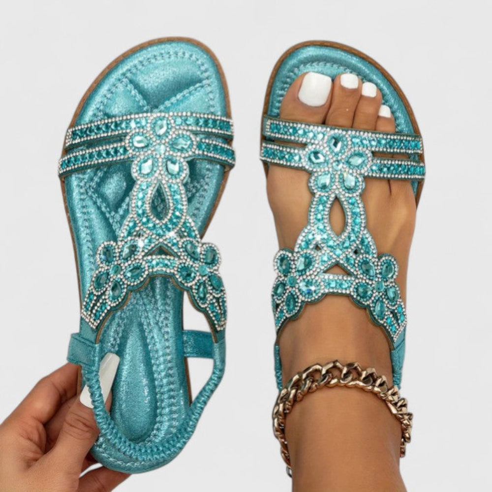 Womens Sandals Decorated Strap Flat Sole