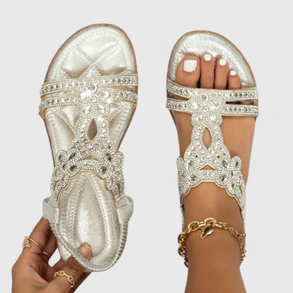 Womens Sandals Decorated Strap Flat Sole