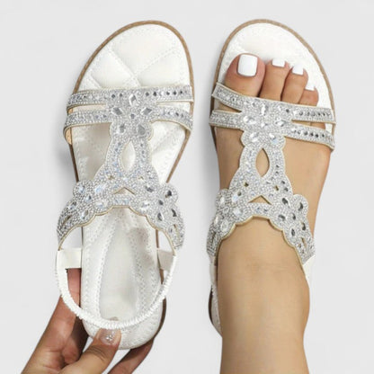 Womens Sandals Decorated Strap Flat Sole