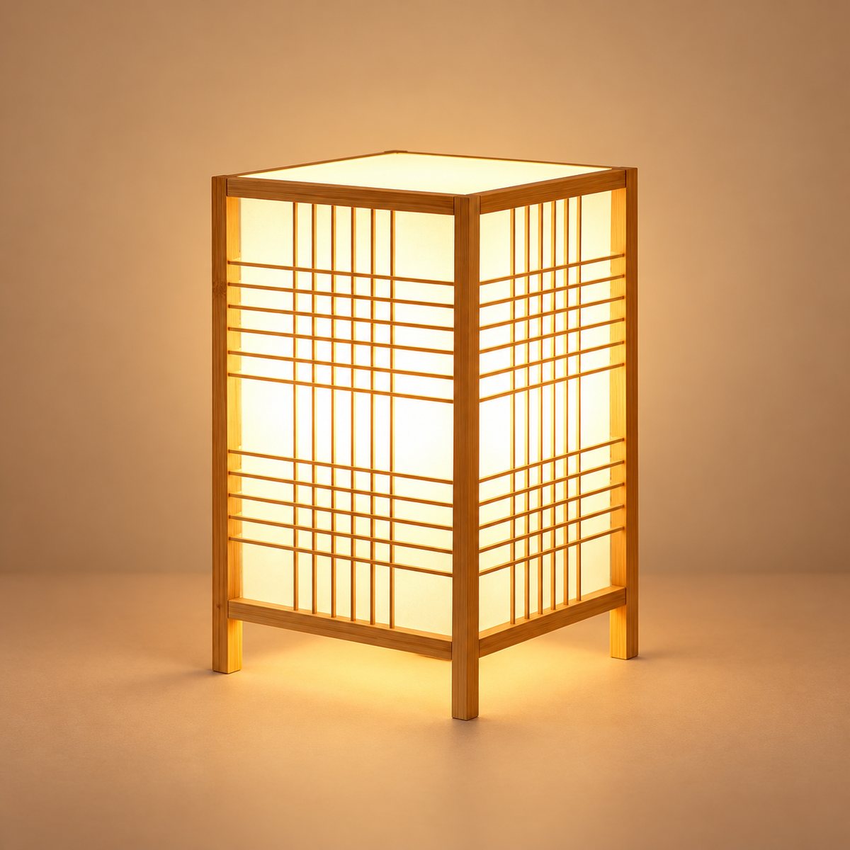 Japanische Tischlampe Handgemachte Holzsockel