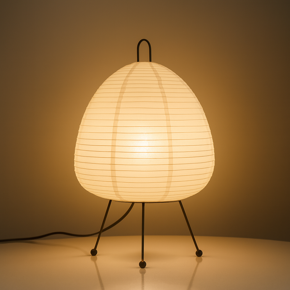 Japanische Reispapier Tischlampe Warmes Licht Modernes Eisen Design