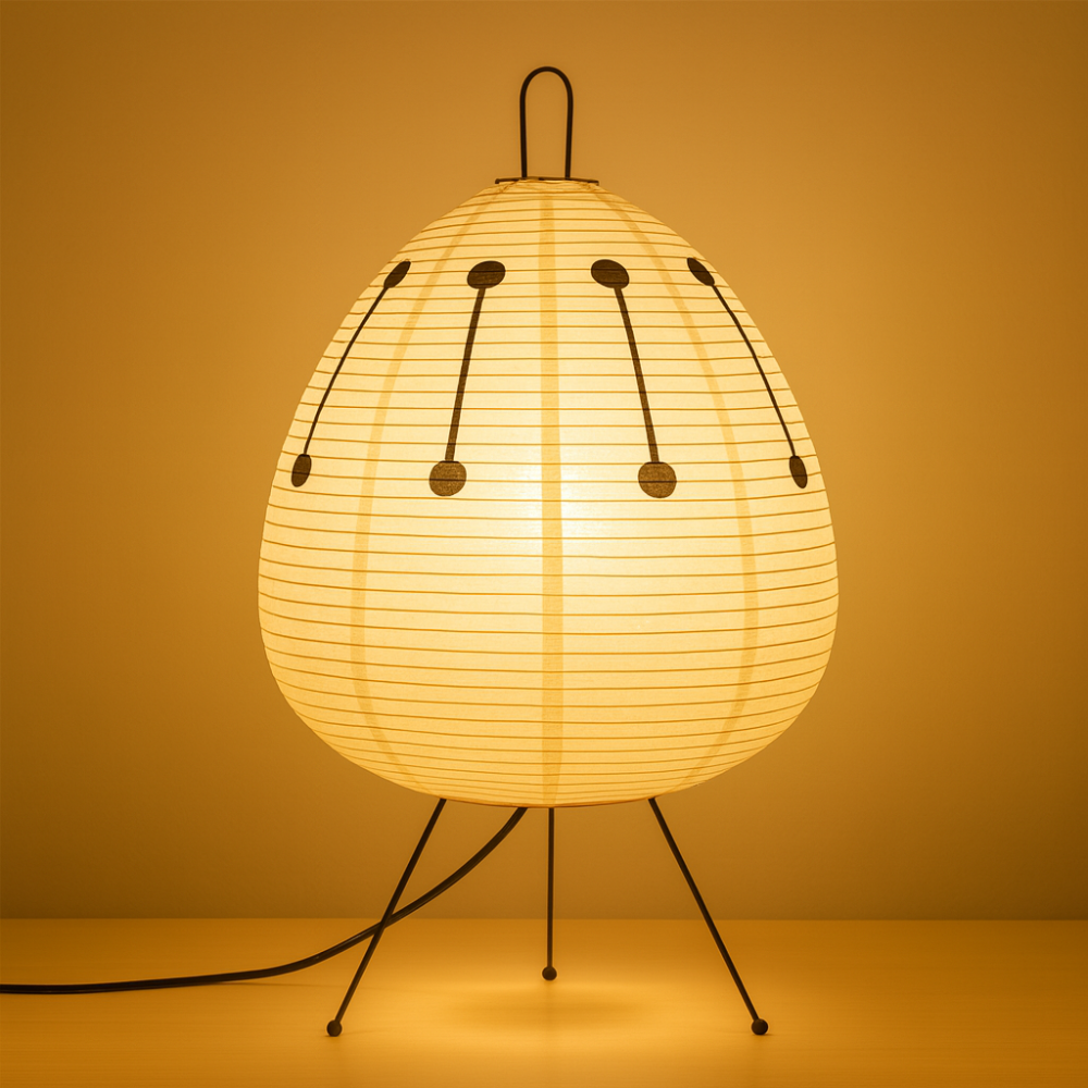 Japanische Reispapier Tischlampe Warmes Licht Modernes Eisen Design