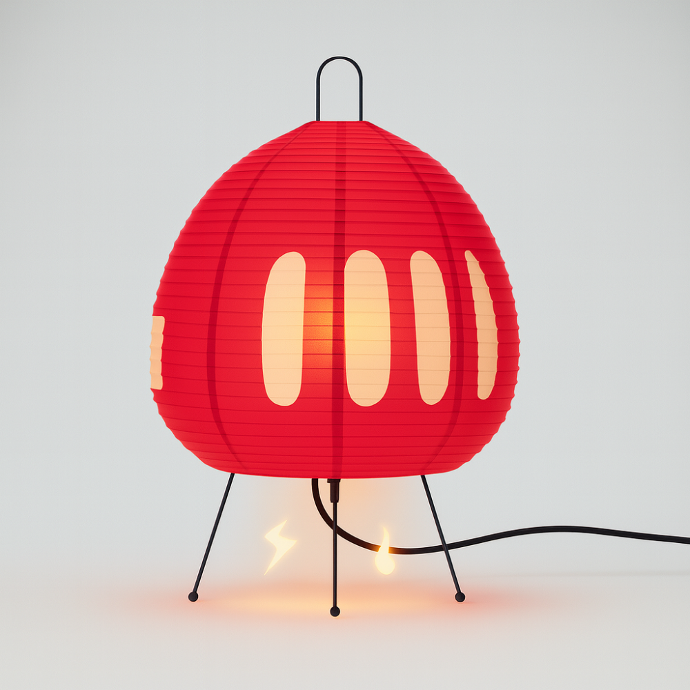 Japanische Reispapier Tischlampe Warmes Licht Modernes Eisen Design