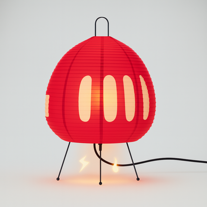 Japanische Reispapier Tischlampe Warmes Licht Modernes Eisen Design