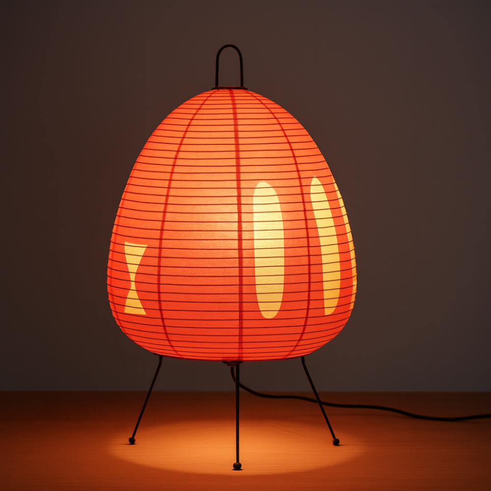 Japanische Reispapier Tischlampe Warmes Licht Modernes Eisen Design