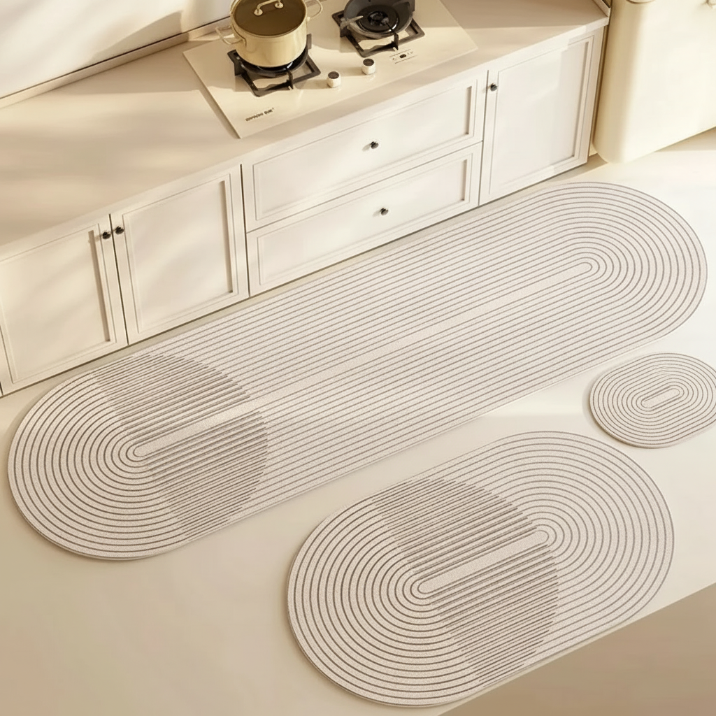 Ultra-Absorbent Kitchen Mat with Anti-Slip Backing – Versatile Striped Kitchen Floor Mat for Spills and Splashes