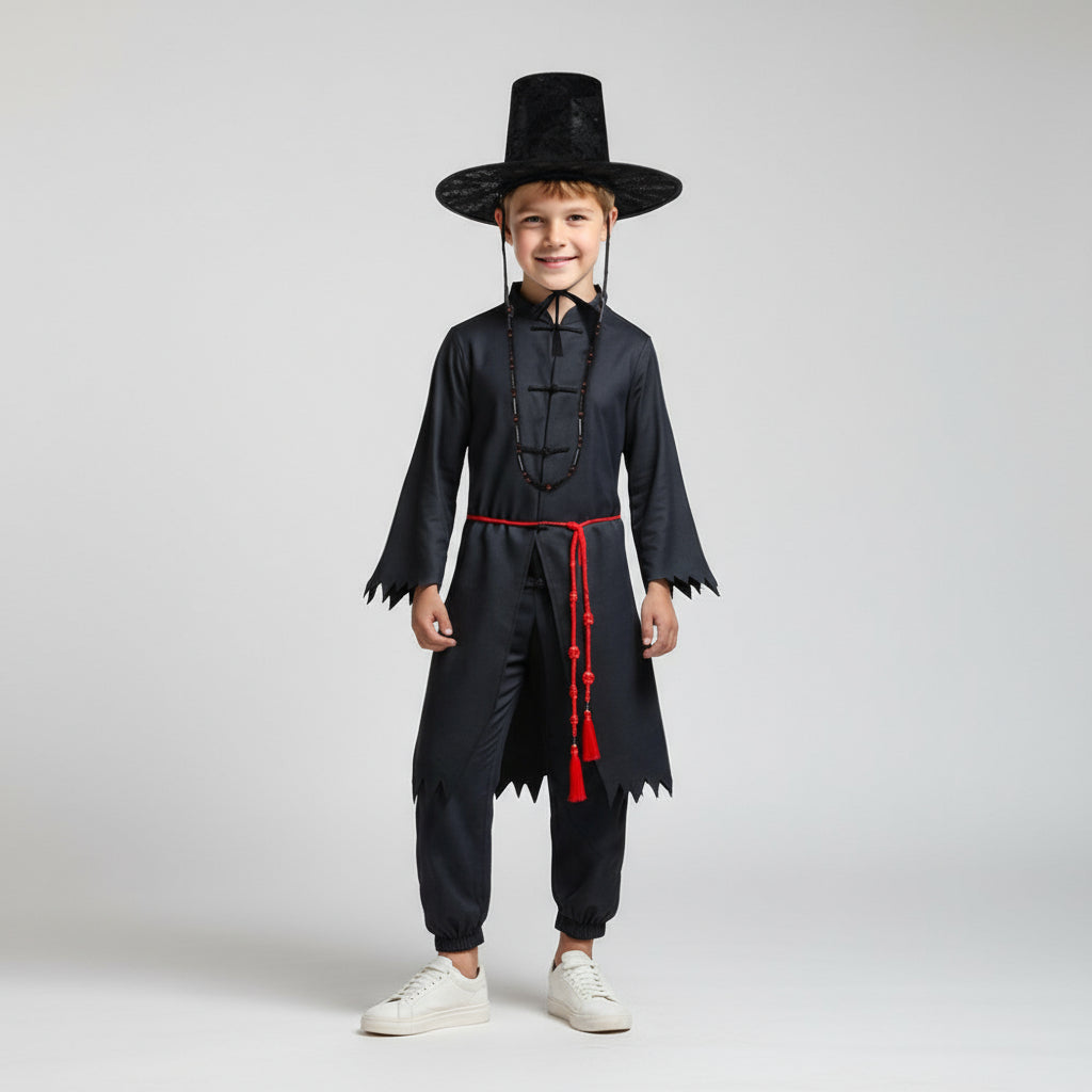 Kinder Schwarz Cosplay Outfit Set Kostüm
