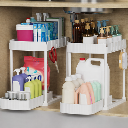 Kitchen Shelf Under-Cabinet Organizer Extendable Storage System