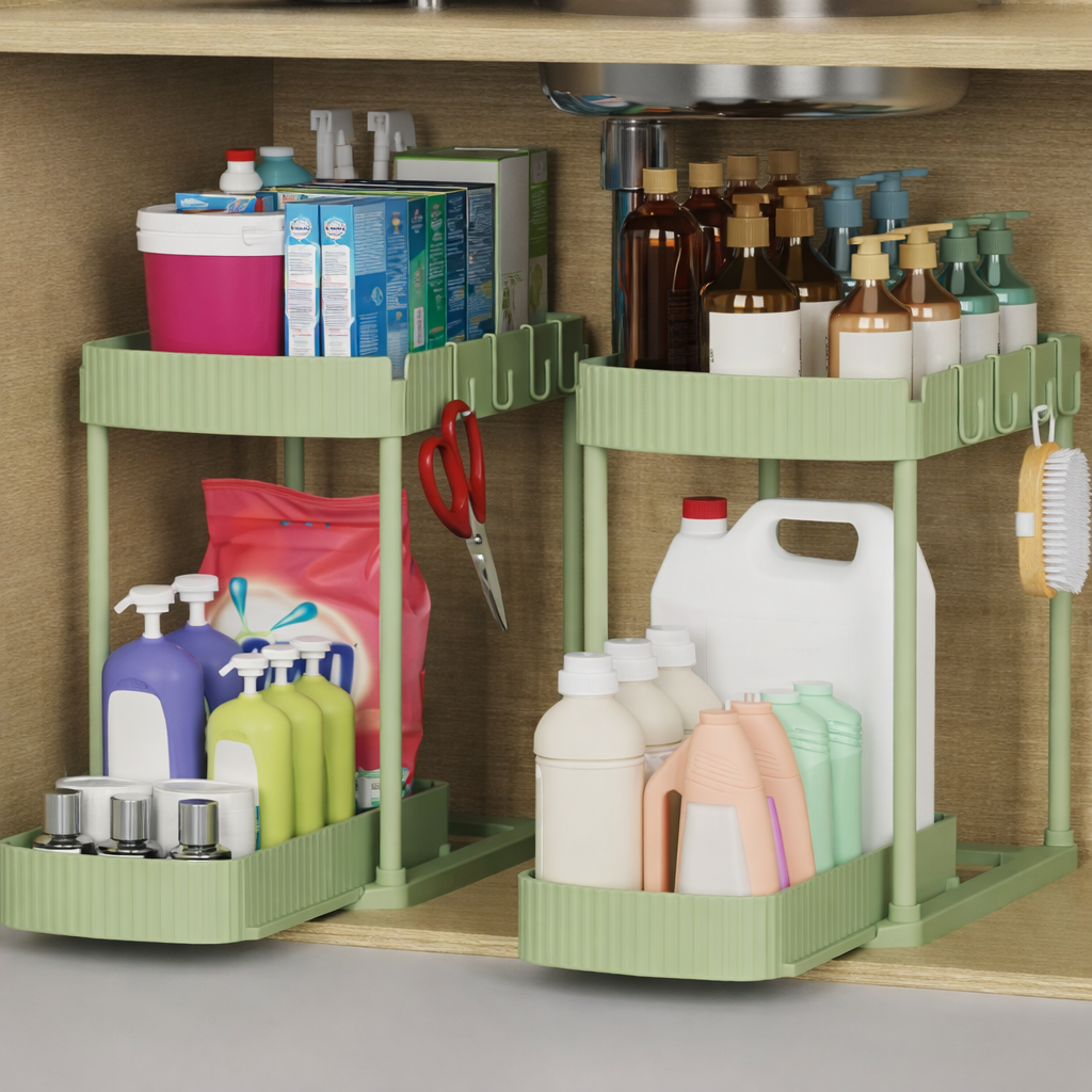 Kitchen Shelf Under-Cabinet Organizer Extendable Storage System