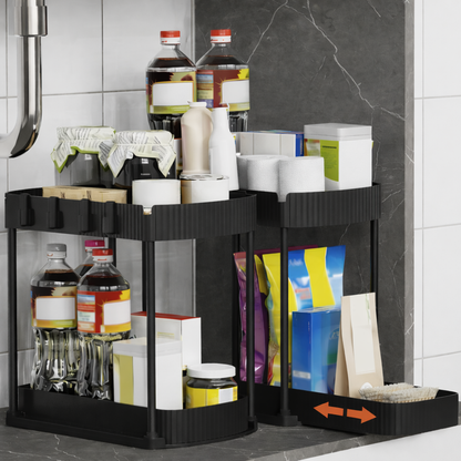 Kitchen Shelf Under-Cabinet Organizer Extendable Storage System
