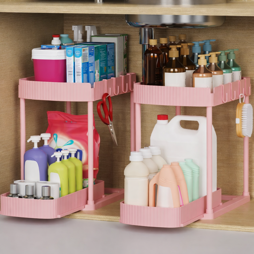 Kitchen Shelf Under-Cabinet Organizer Extendable Storage System