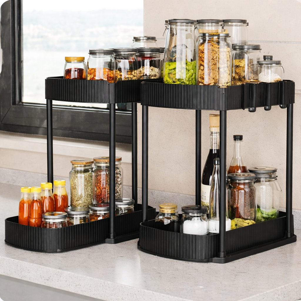 Kitchen Shelf Under-Cabinet Organizer Extendable Storage System