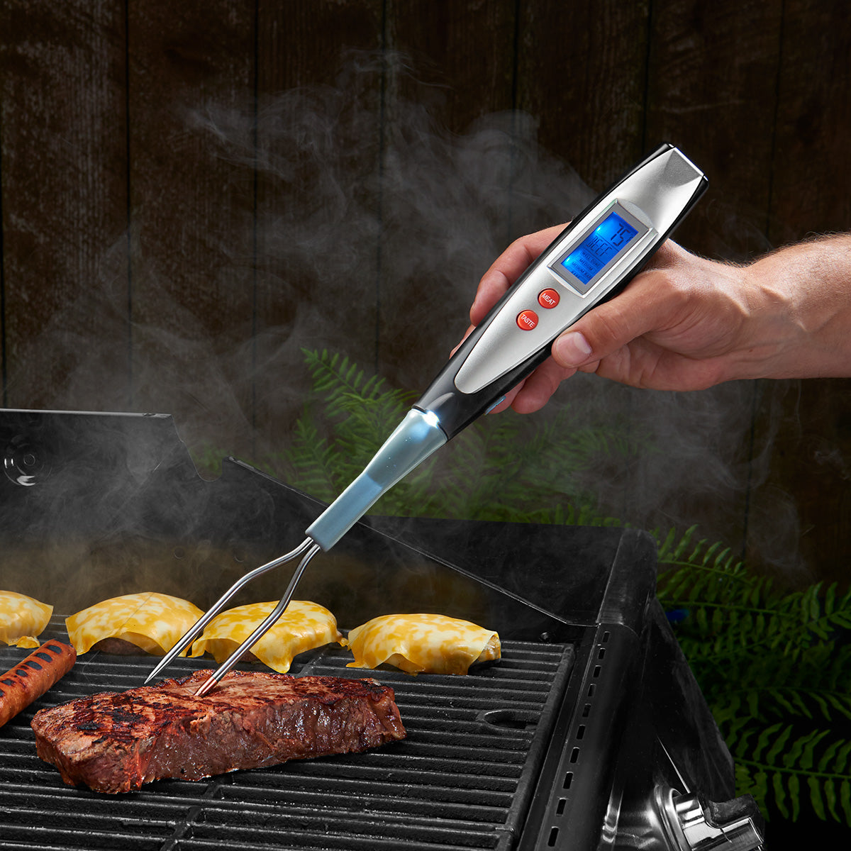 Küchenzubehör Grillthermometer Digital Fleischgabel Temperaturmesser